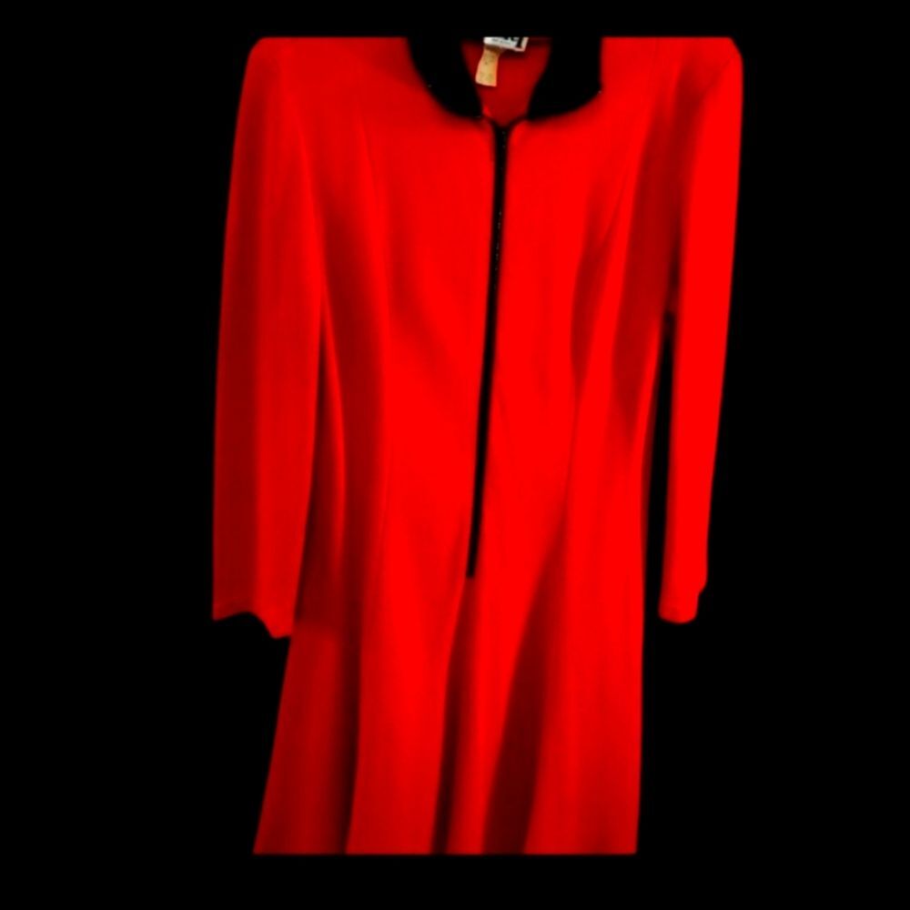 N.R.1 NED GOULD VINTAGE RED MAXI DRESS, 100% ACRYLIC, FLARE SKIRT, TRUE TO SIZE